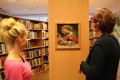 Nijoles Rindeikienes krustdūrienā izšūto gleznu izstādes atklāšana Priekules bibliotēkā 14.12.2016
